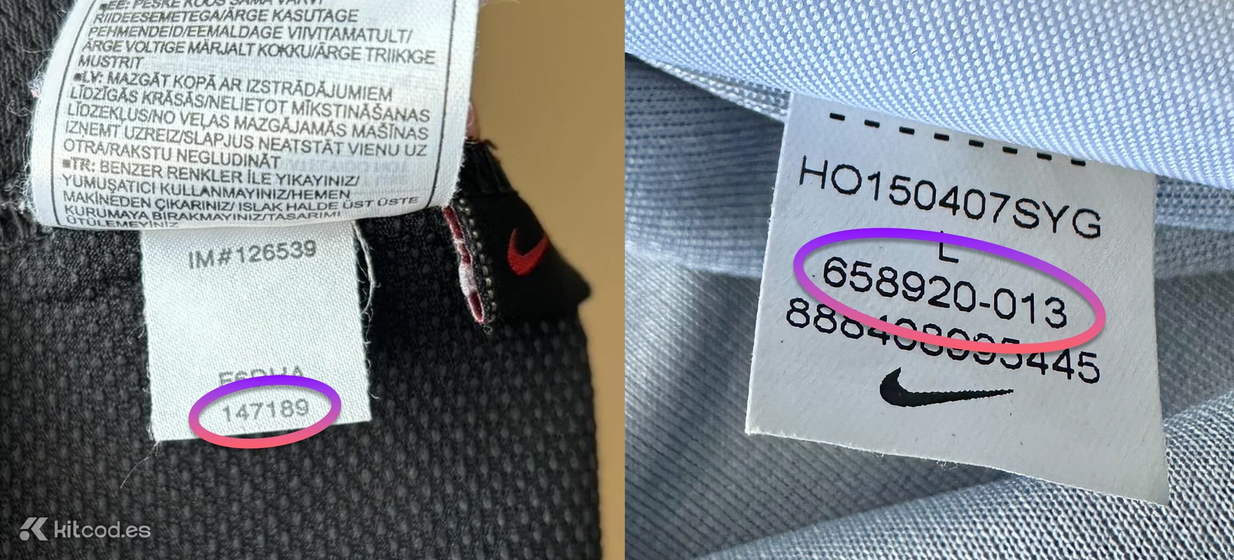 Nike product code label showing six-digit style number 638920 with three-digit color code 013 for authentication