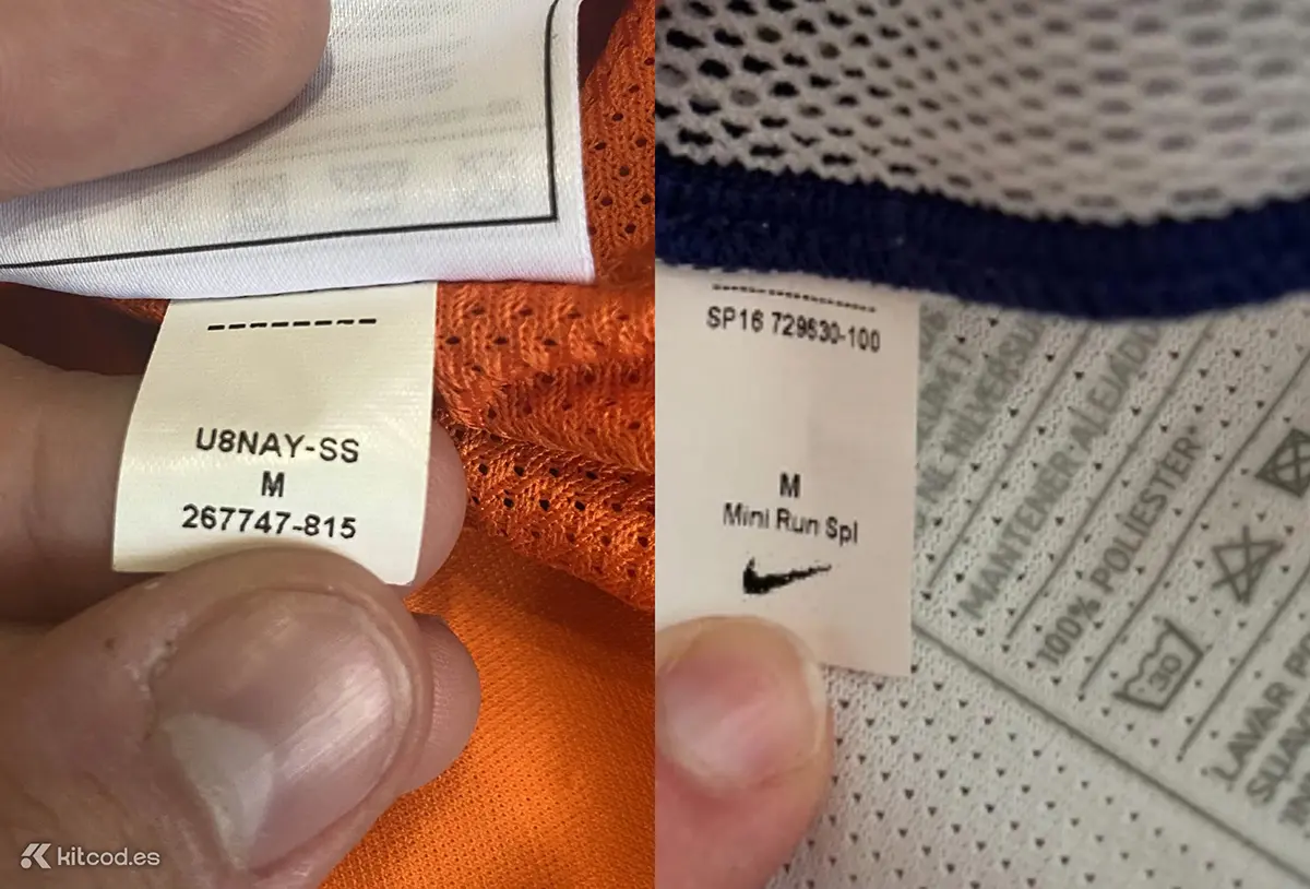 Nike sample kit labels showing SS sales sample designation and non-standard product code formats for pre-production kits